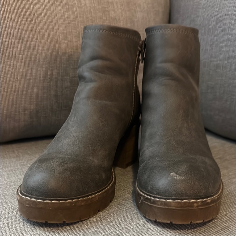 Grey Heeled Ankle Boots